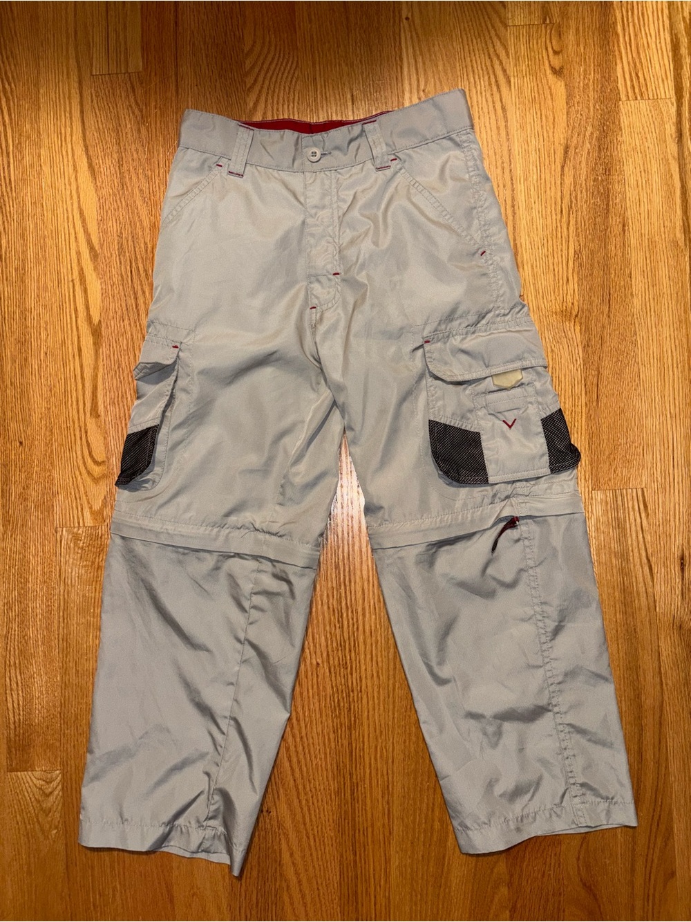 Cherokee Light Gray Boys Convertible Cargo Pants with Black Pocket Accents